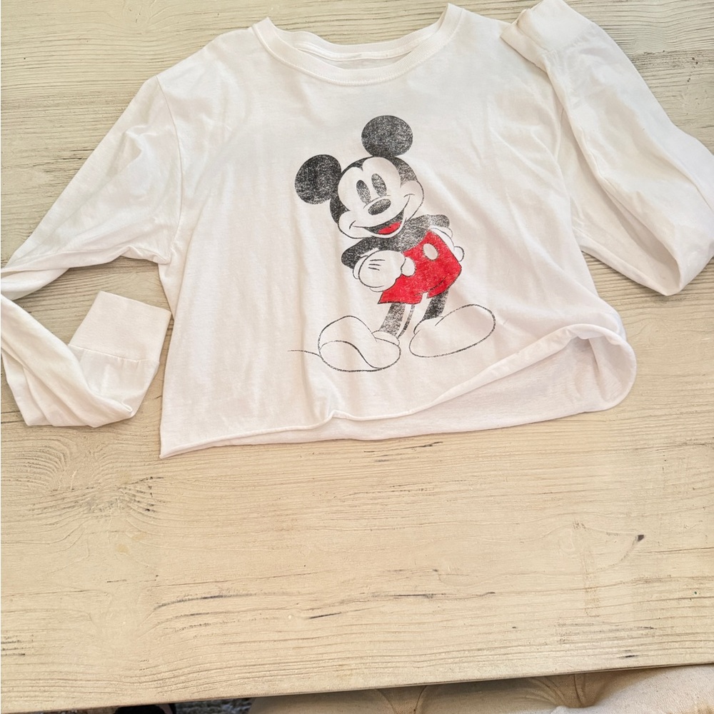 Disney White Long Sleeve Mickey Mouse Tee